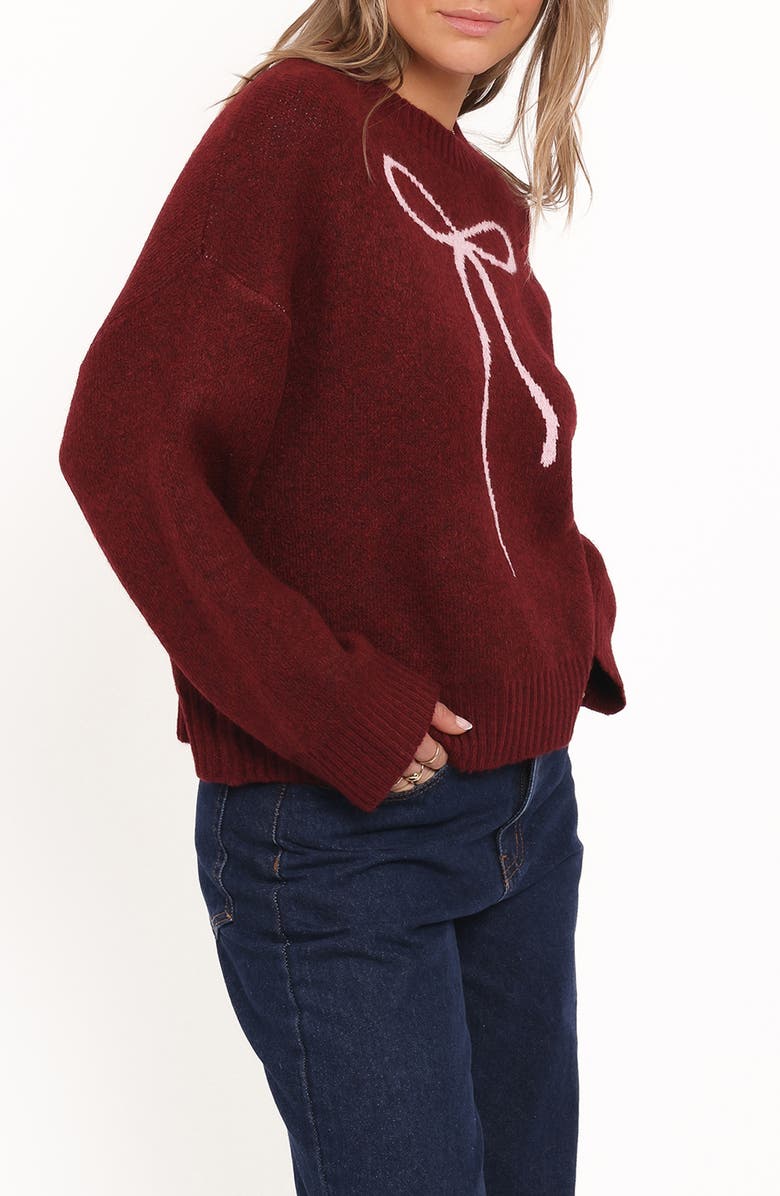 Petal & Pup Kaori Bow Sweater, Alternate, color, Burgundy