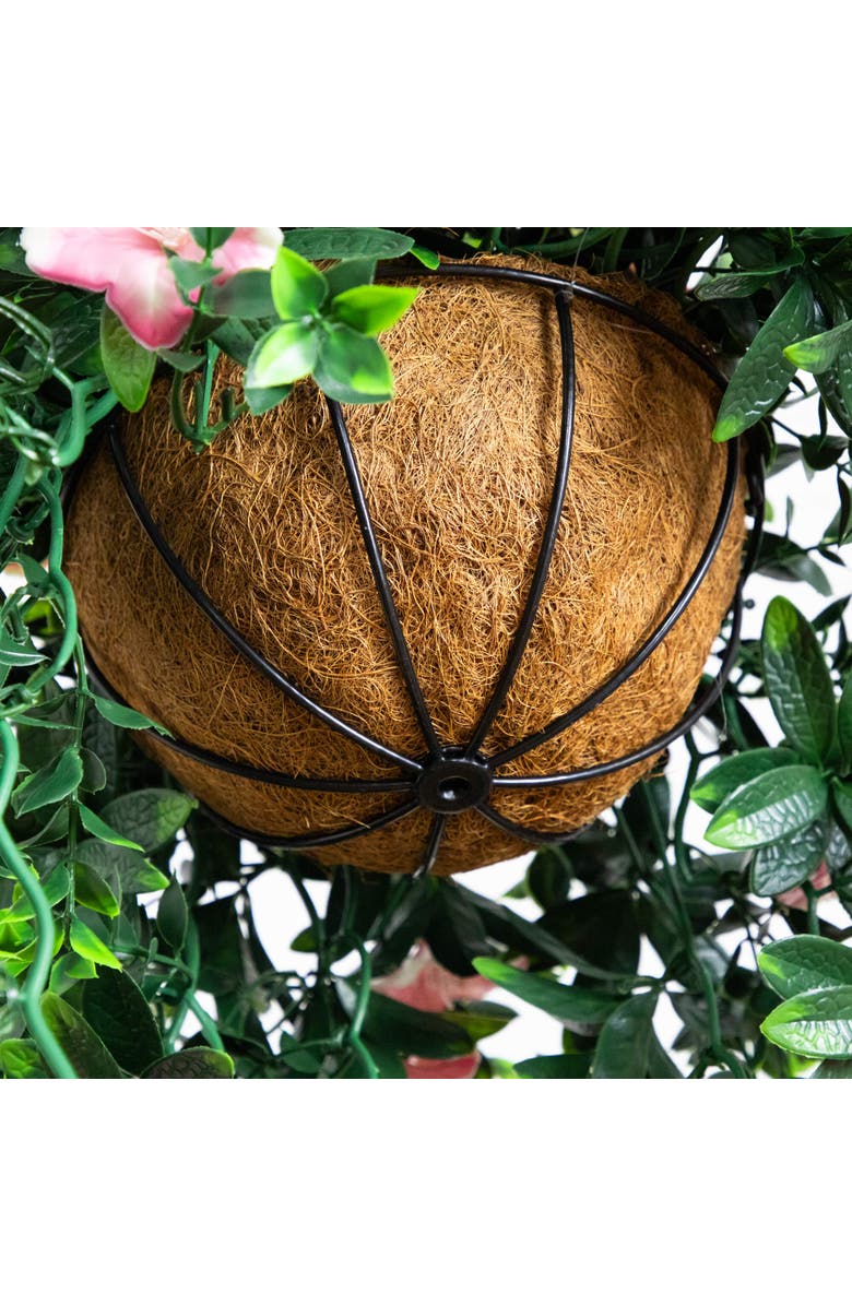 NEARLY NATURAL 34-in UV Resistant Artificial Azalea Hanging Basket, Alternate, color, Green/Pink