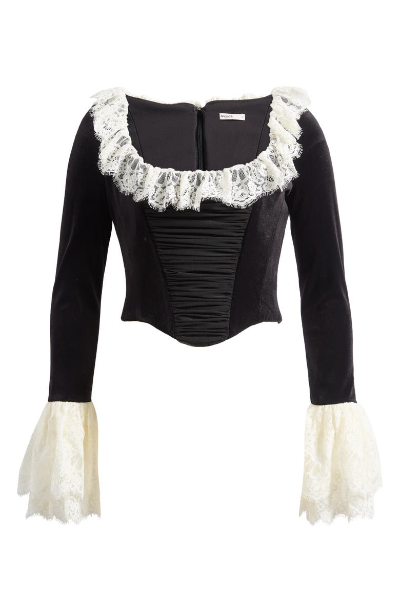 HOUSE OF CB Jacinda Ruffle Velvet Corset Top, Alternate, color, 