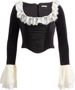 HOUSE OF CB Jacinda Ruffle Velvet Corset Top