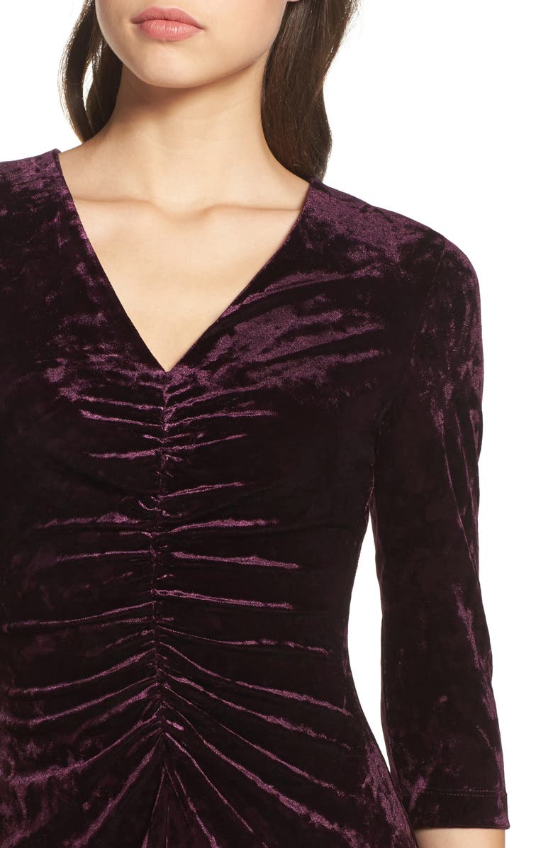 Gabby Skye Ruched Crushed Velvet Dress, Alternate, color, 