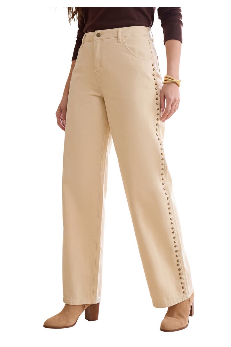 Classic Denim Wide Leg Jean, Main, color, OATMEAL STUDS