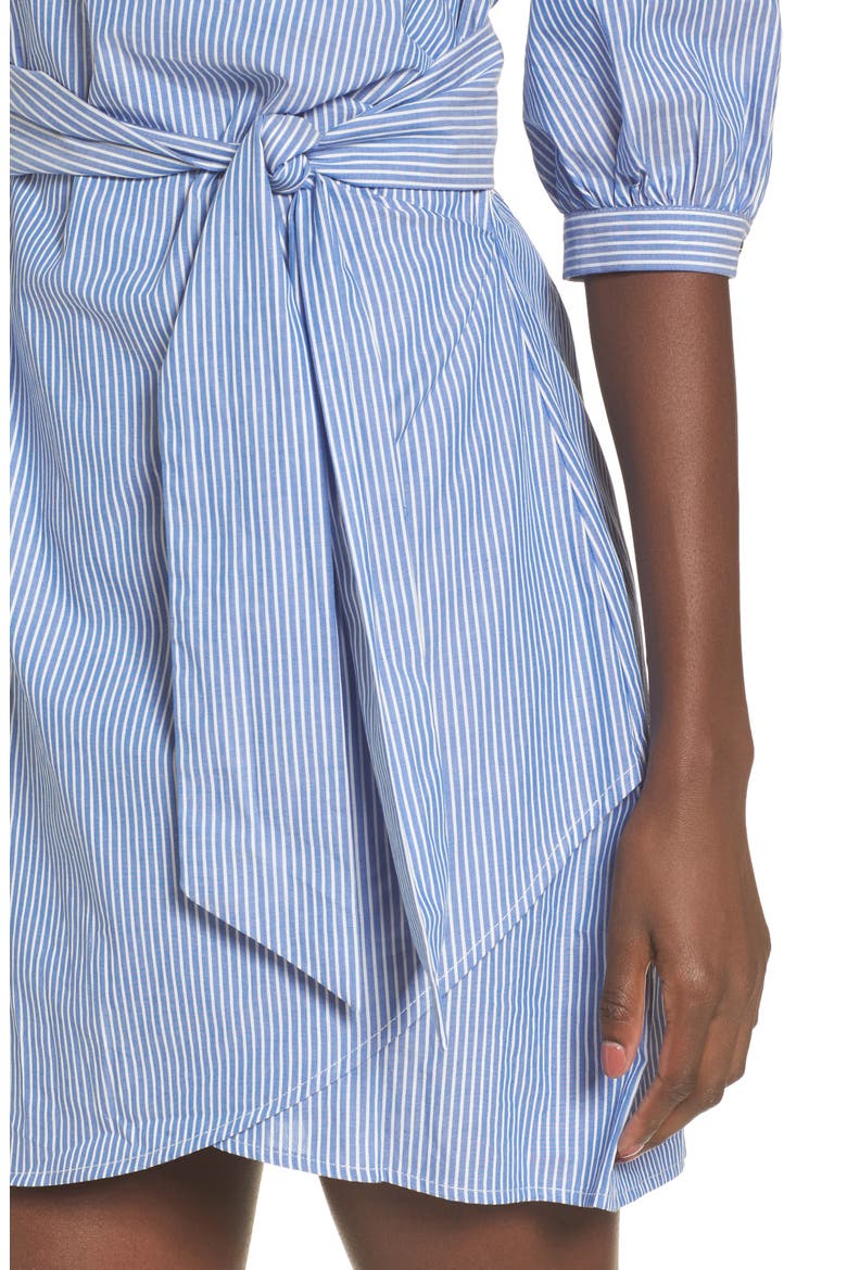 Cotton Poplin Wrap Dress, Alternate, color, BLUE WHITE STRIPE