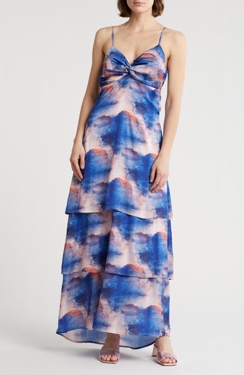 Floral Print Tiered Maxi Dress