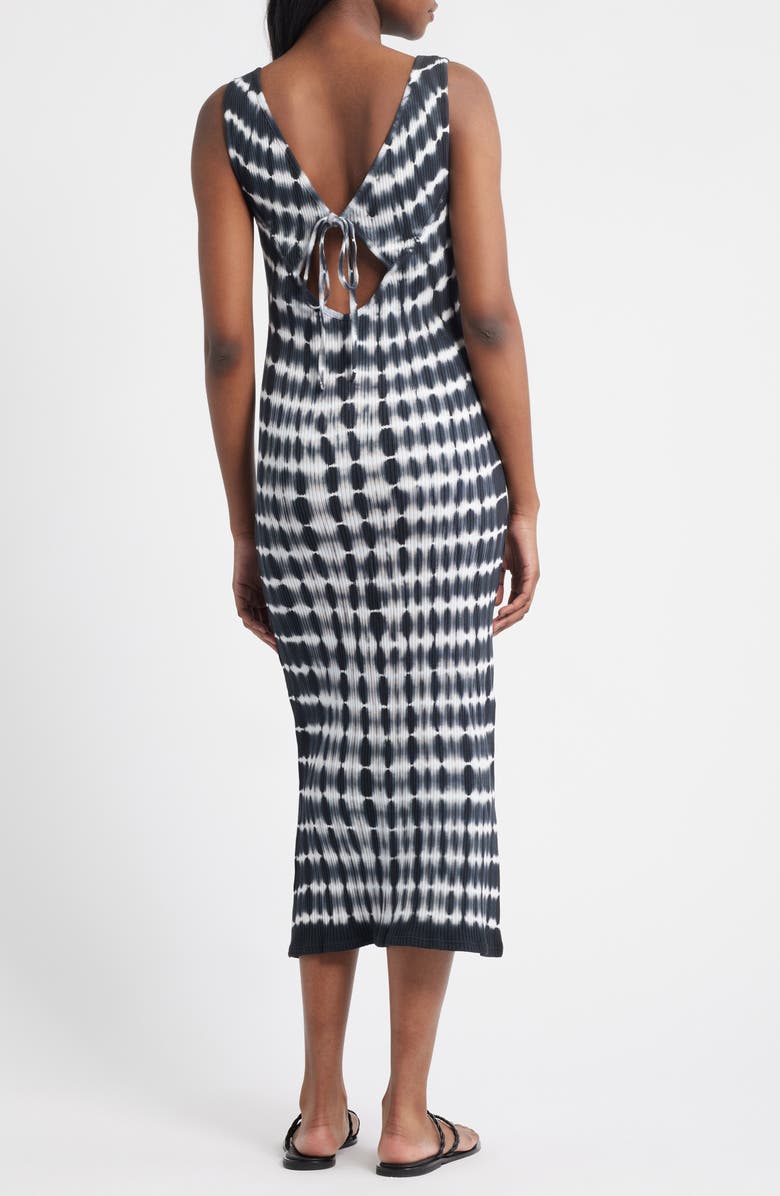 Nation LTD Christy Tie Dye Keyhole Rib Cotton Midi Dress, Alternate, color, Tie Dye Stripe