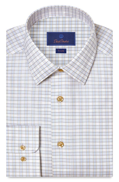 Trim Fit Check Cotton Dobby Dress Shirt