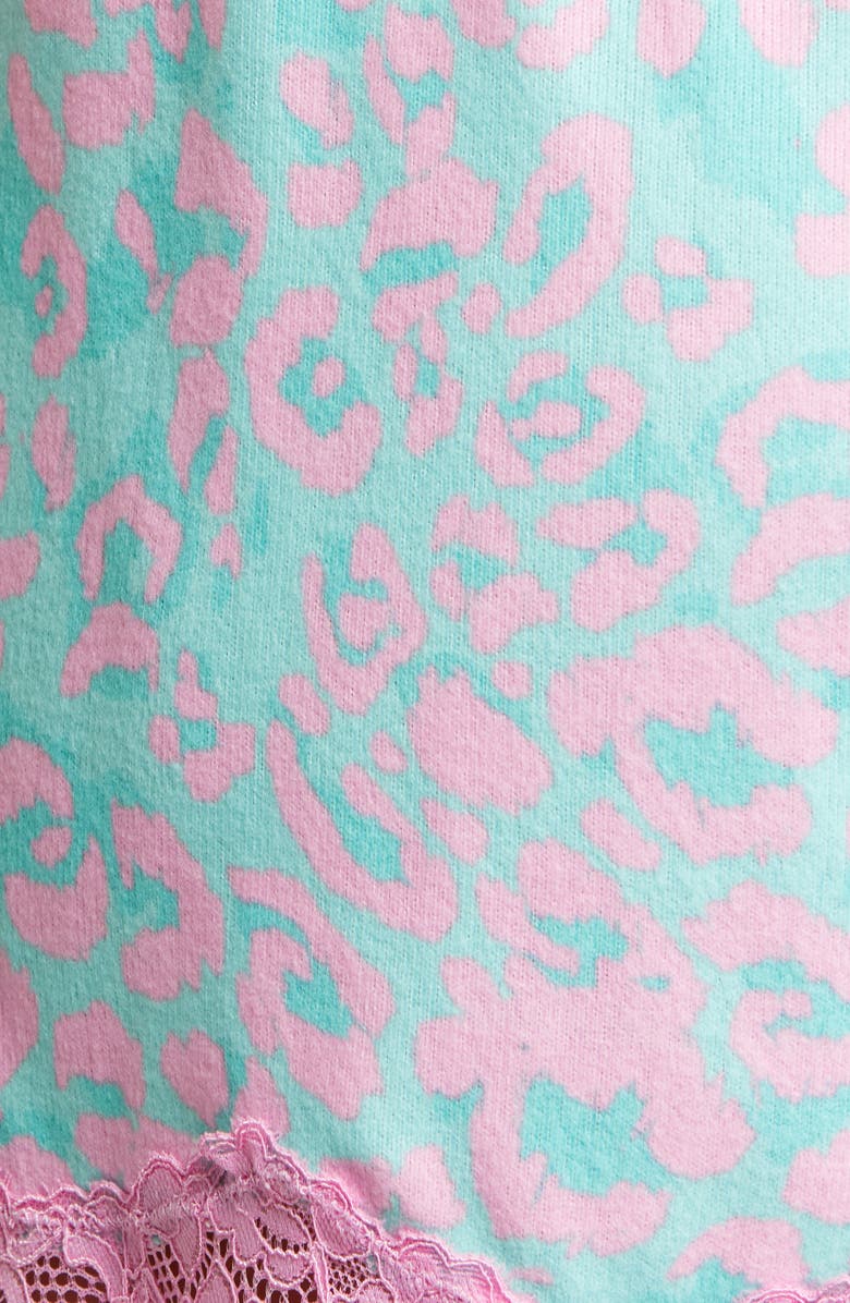 PJ Salvage Leo Dreams Lace Trim Brushed Jersey Pajama Shorts, Alternate, color, 