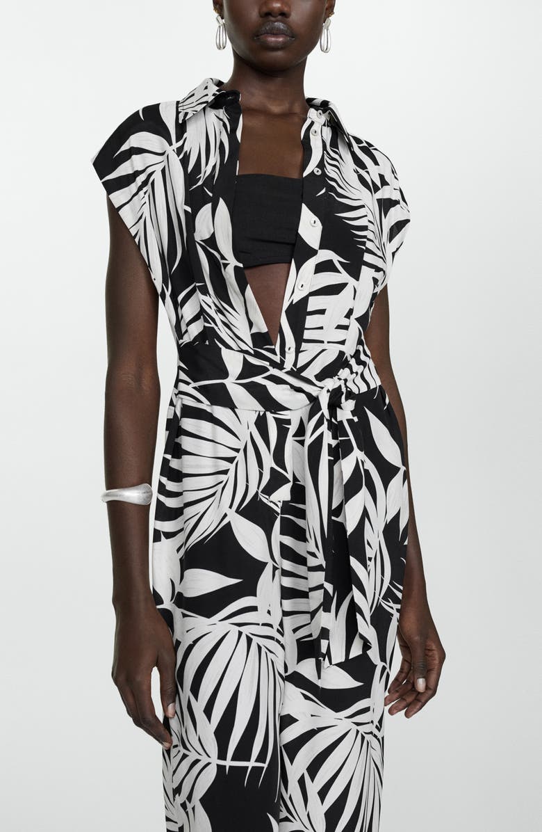 MANGO Print Tie Waist Jumpsuit, Alternate, color,