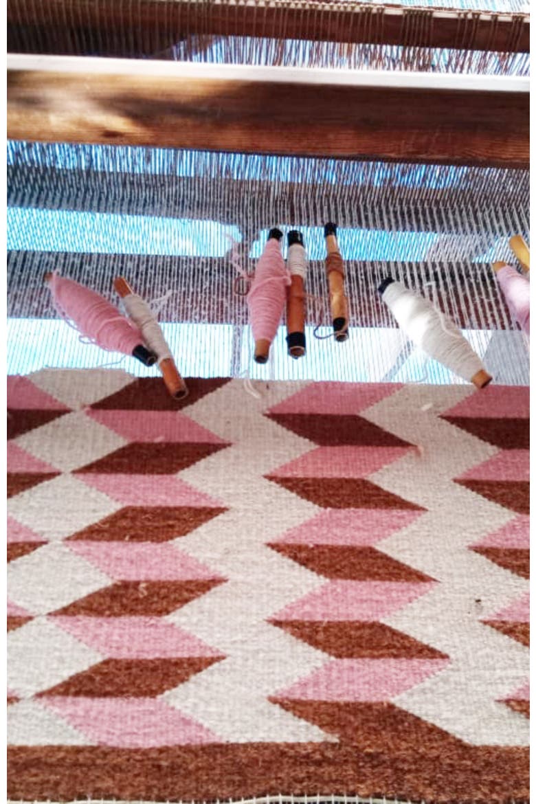 Teo Pink and Umber Handwoven Flatweave Wool Rug, Alternate, color, Pink