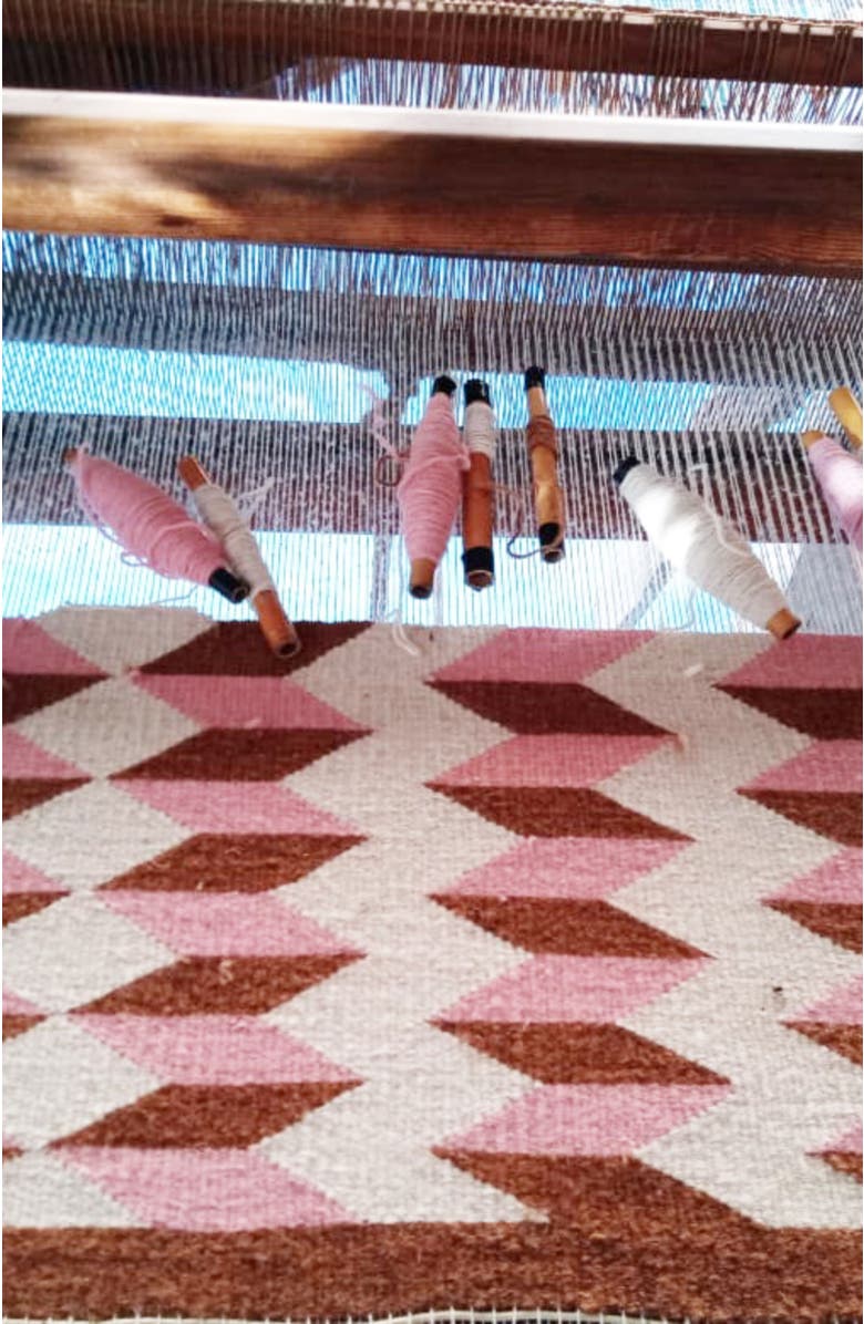 Archive New York Teo Pink and Umber Handwoven Flatweave Wool Rug, Alternate, color, Pink