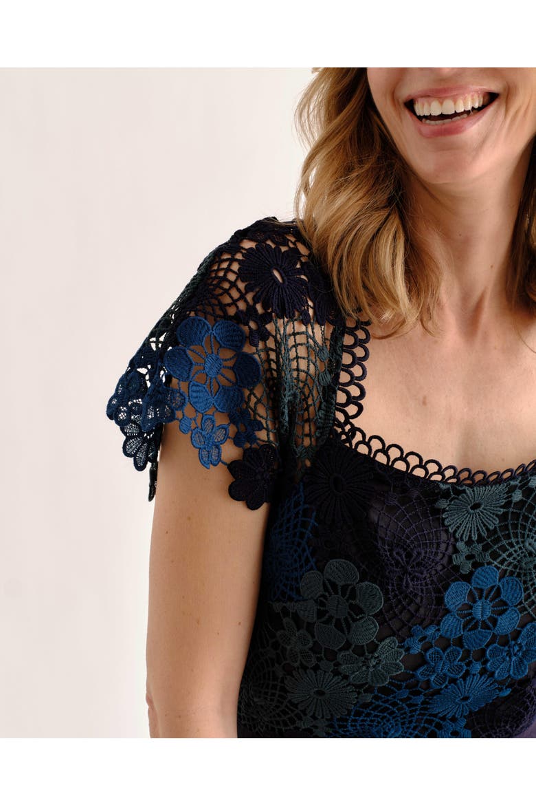 Waverly Ombre Lace Midi Dress, Alternate, color, Navy