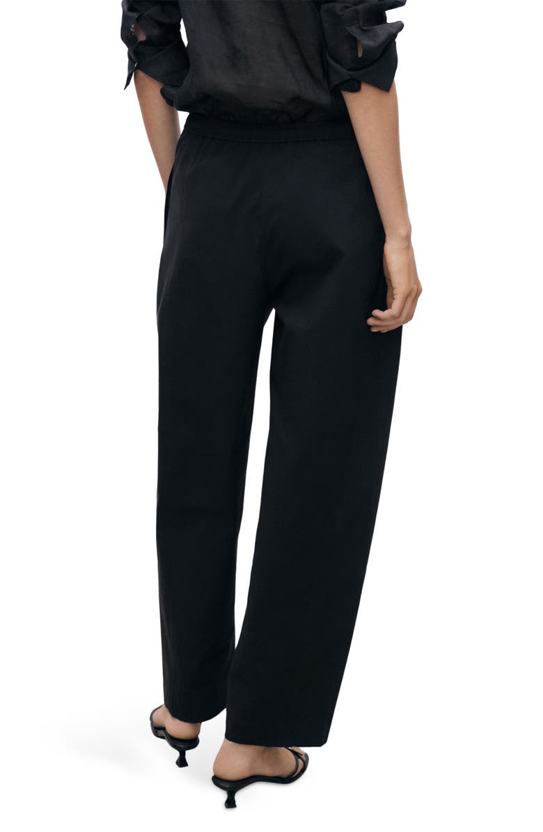 MANGO Pull-On Stretch Cotton Pants, Alternate, color, Black