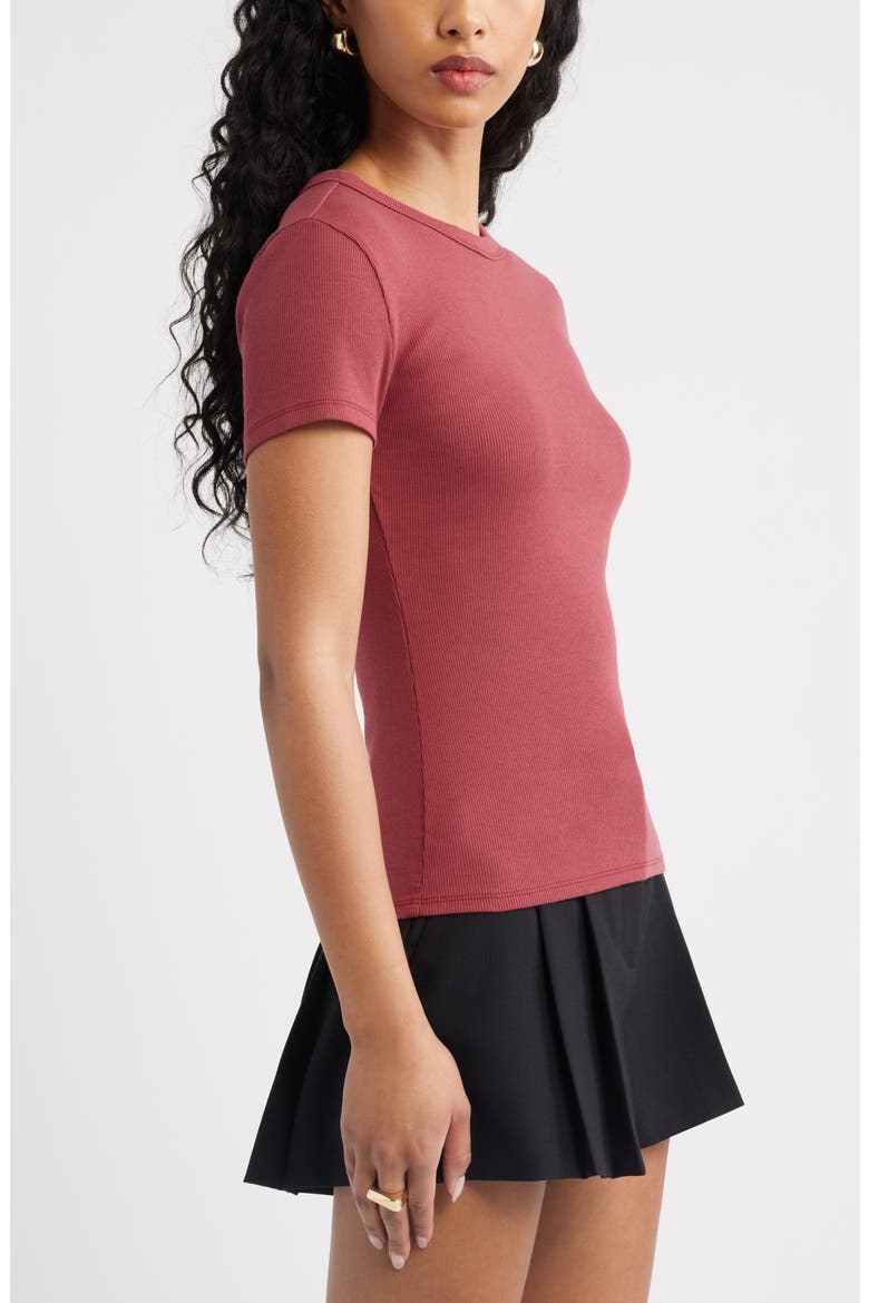 Rib Short Sleeve Shirt, Alternate, color, RED RUBY