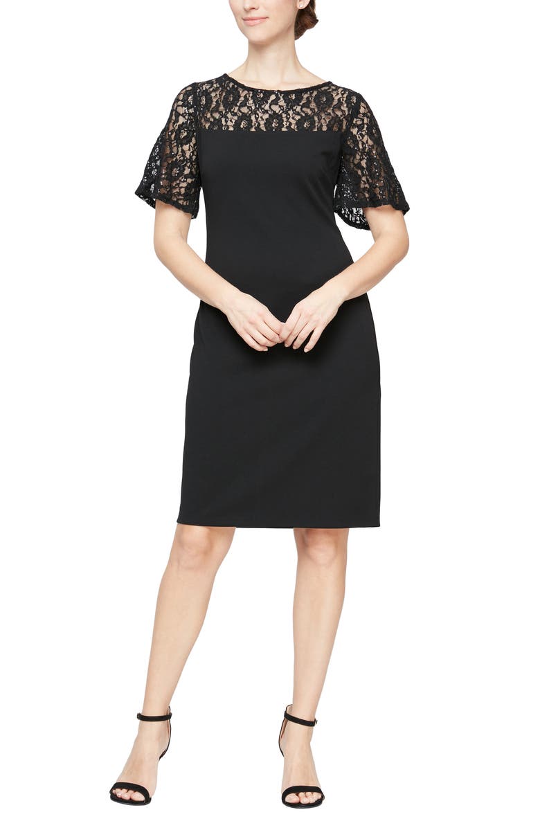 SLNY Short Sleeve Cocktail Sheath Dress, Main, color, 