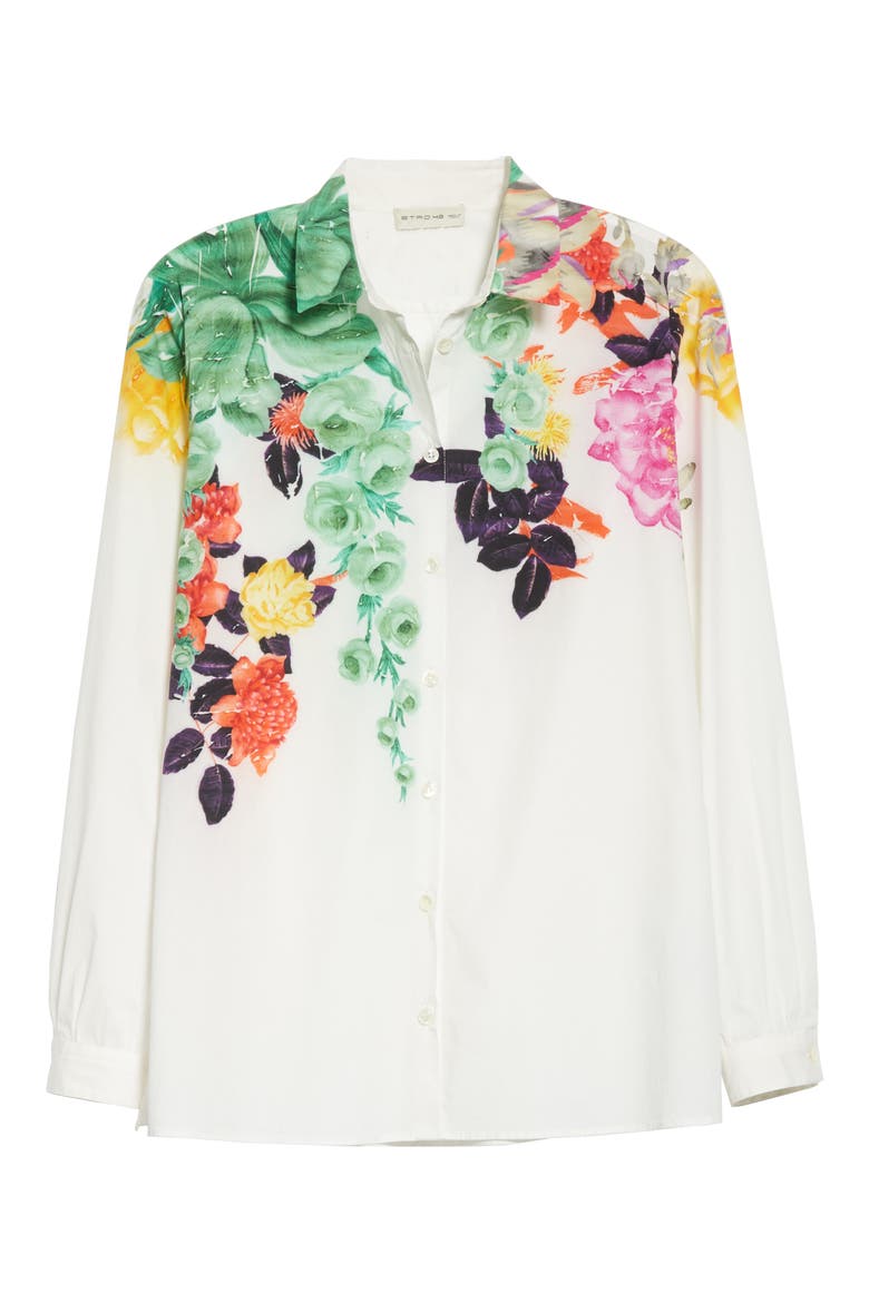 Pop Floral Print Shirt, Alternate, color, WHITE