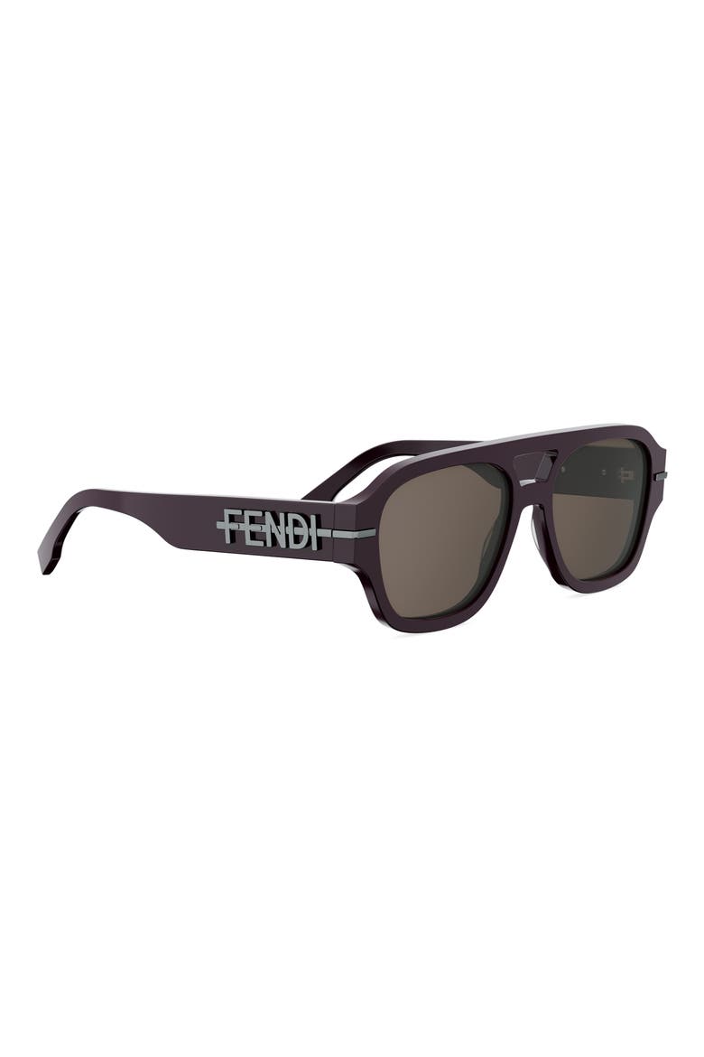 'Fendigraphy 55mm Geometric Sunglasses, Alternate, color, SHINY BORDEAUX / BROWN