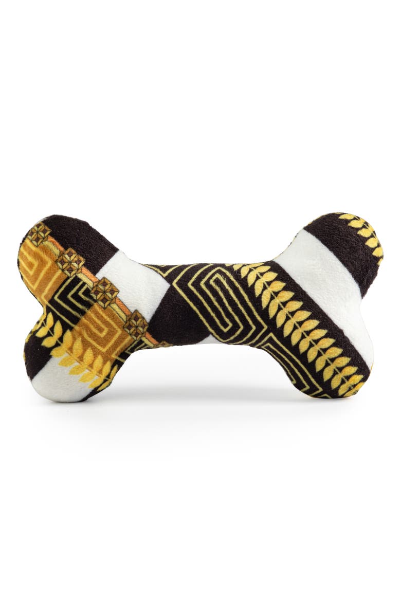 Haute Diggity Dog Fursace Bone Squeaker Toy, Alternate, color, Black White Gold