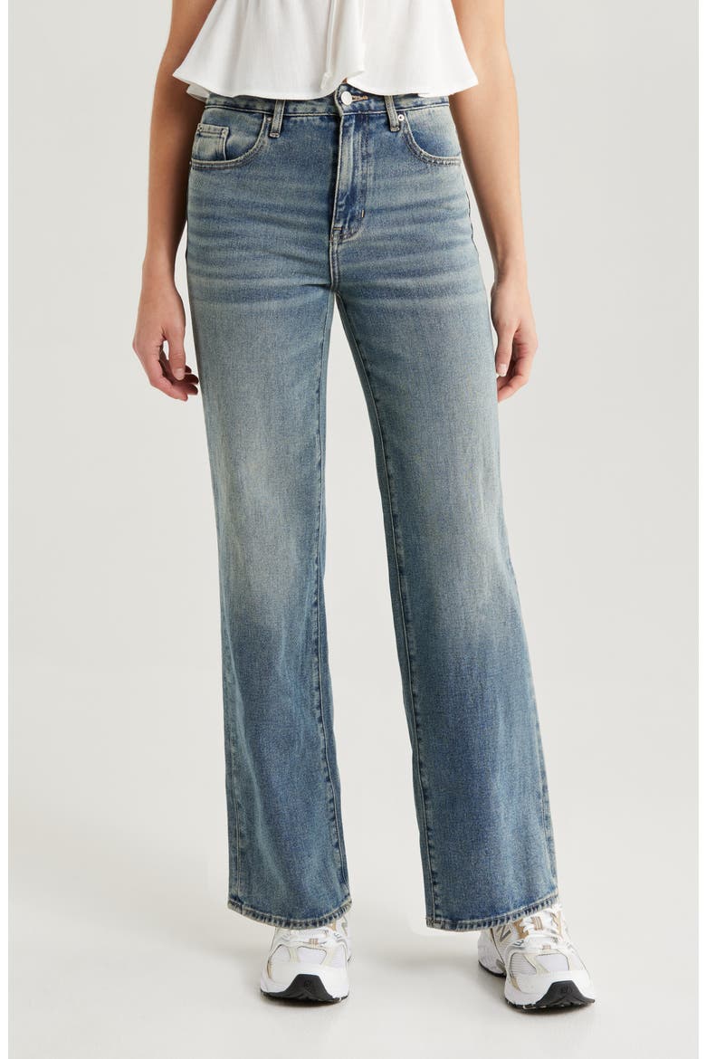 Grace High Waist Girlfriend Jeans, Main, color, MED WASH