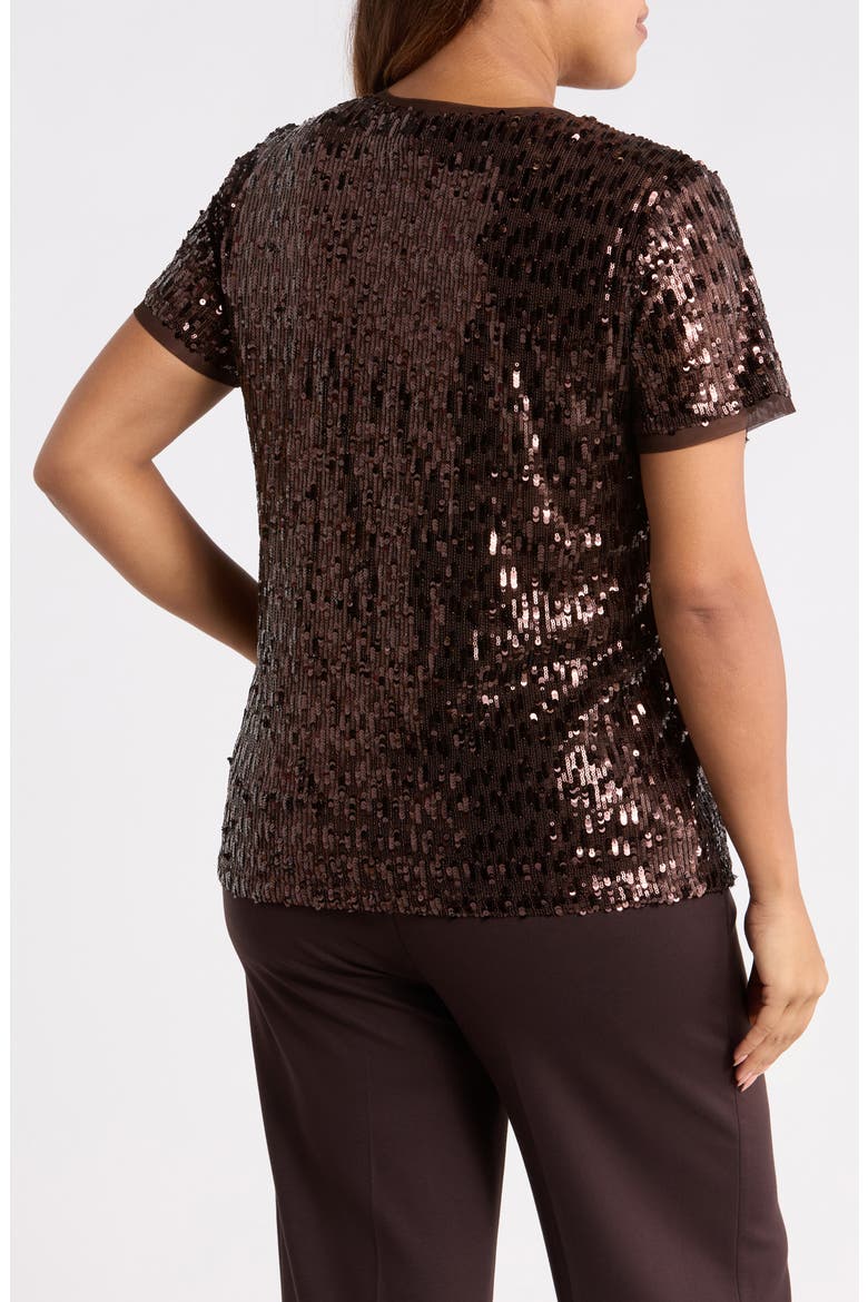 Sequin Short Sleeve Tee, Alternate, color, DEEP MAHOGANY