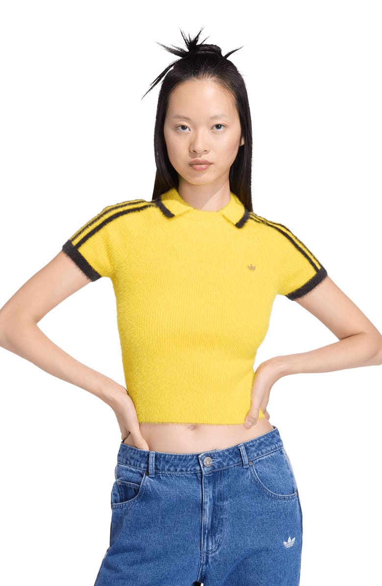 adidas Cali Short Sleeve Knit Top, Alternate, color, Medium Yellow