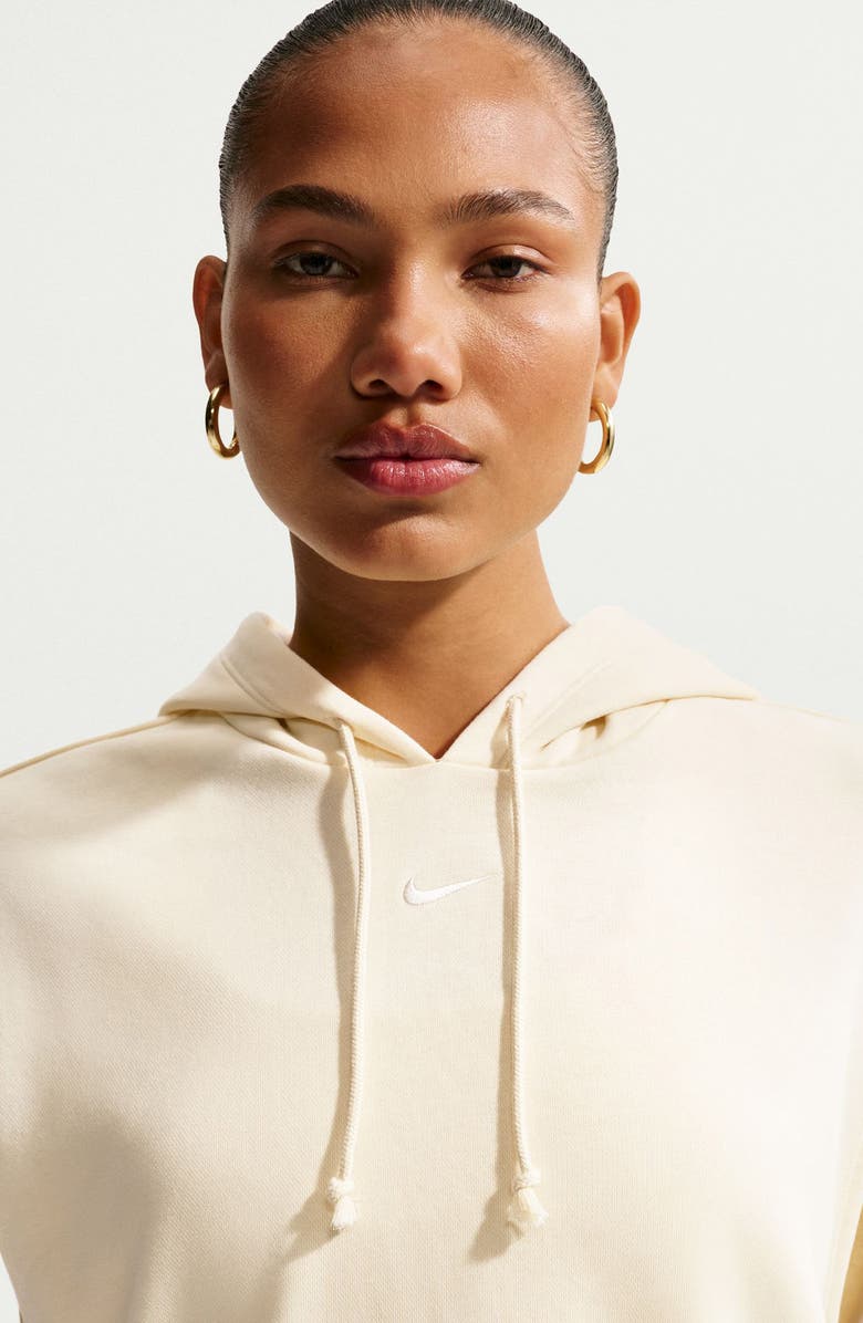Nike Phoenix Cap Sleeve Cotton Blend Hoodie, Alternate, color, Alabaster/ Sail