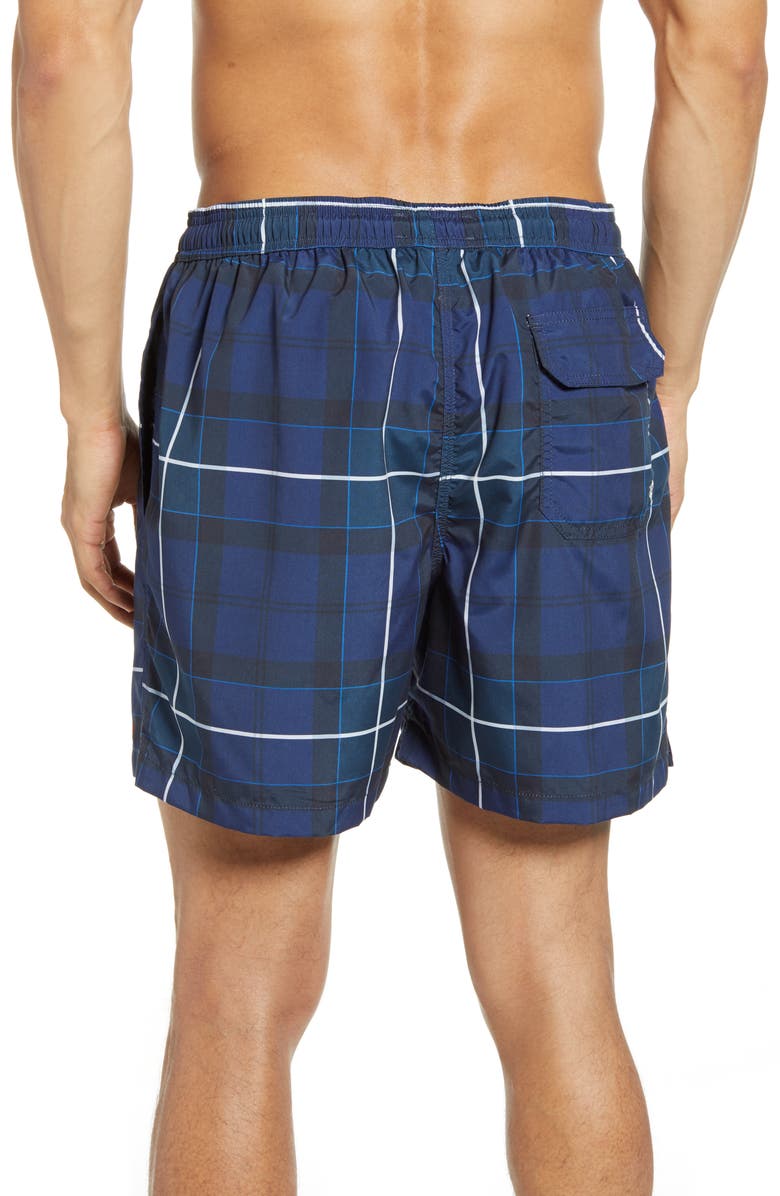 Barbour Tartan Print Swim Trunks, Alternate, color, 