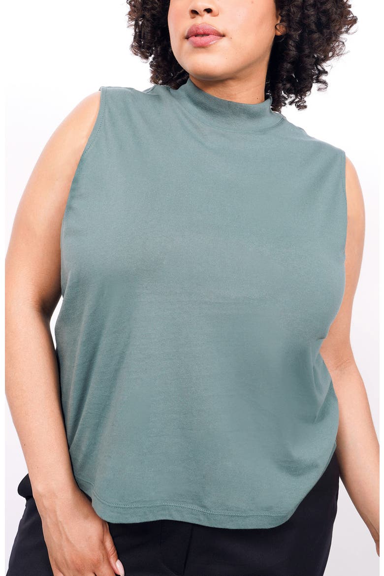 The Everyday Mock Neck Tank, Alternate, color, DARK TEAL