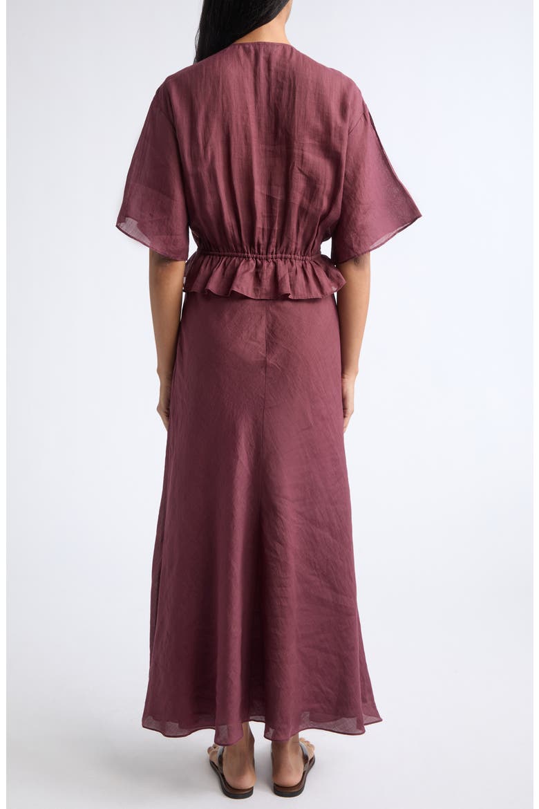 Dominick Pintuck Lace Trim Maxi Dress, Alternate, color, RAISIN