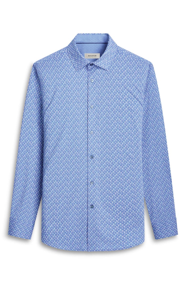 Bugatchi Jimmy OoohCotton<sup>®</sup> Abstract Print Button-Up Shirt, Alternate, color, Dusty Blue