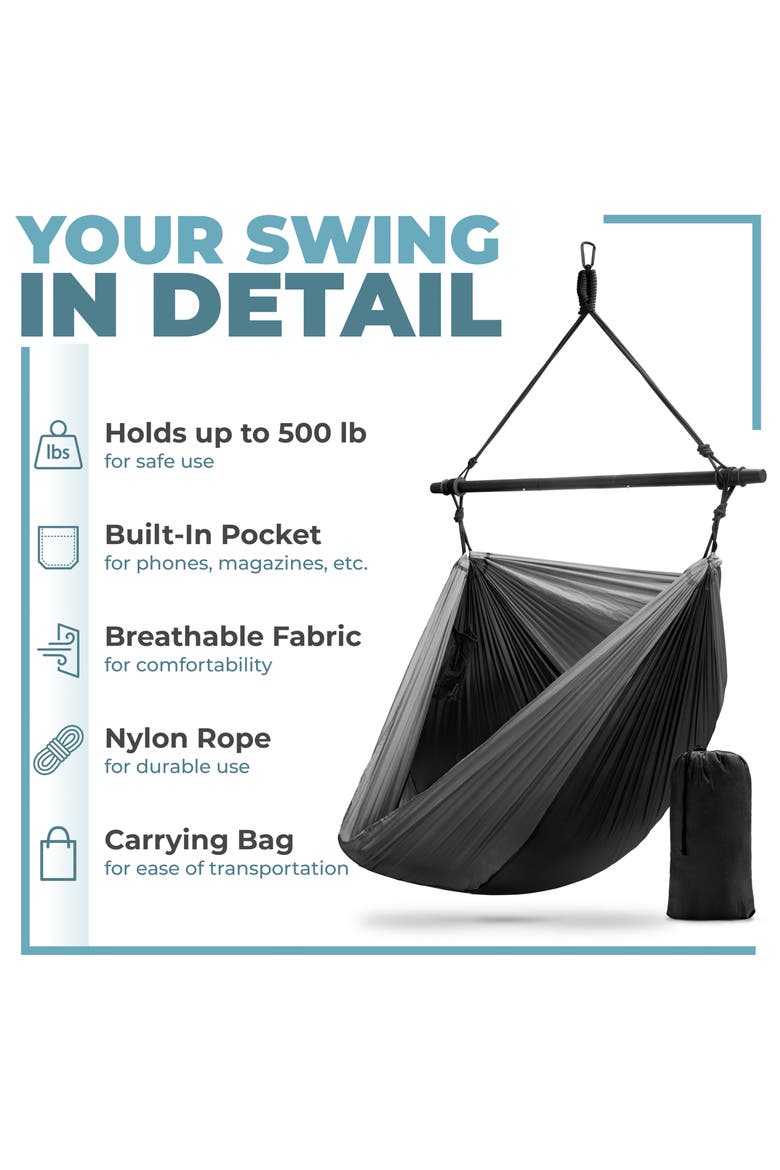 Hanging Outdoor Camping Chair, Alternate, color, BLACK