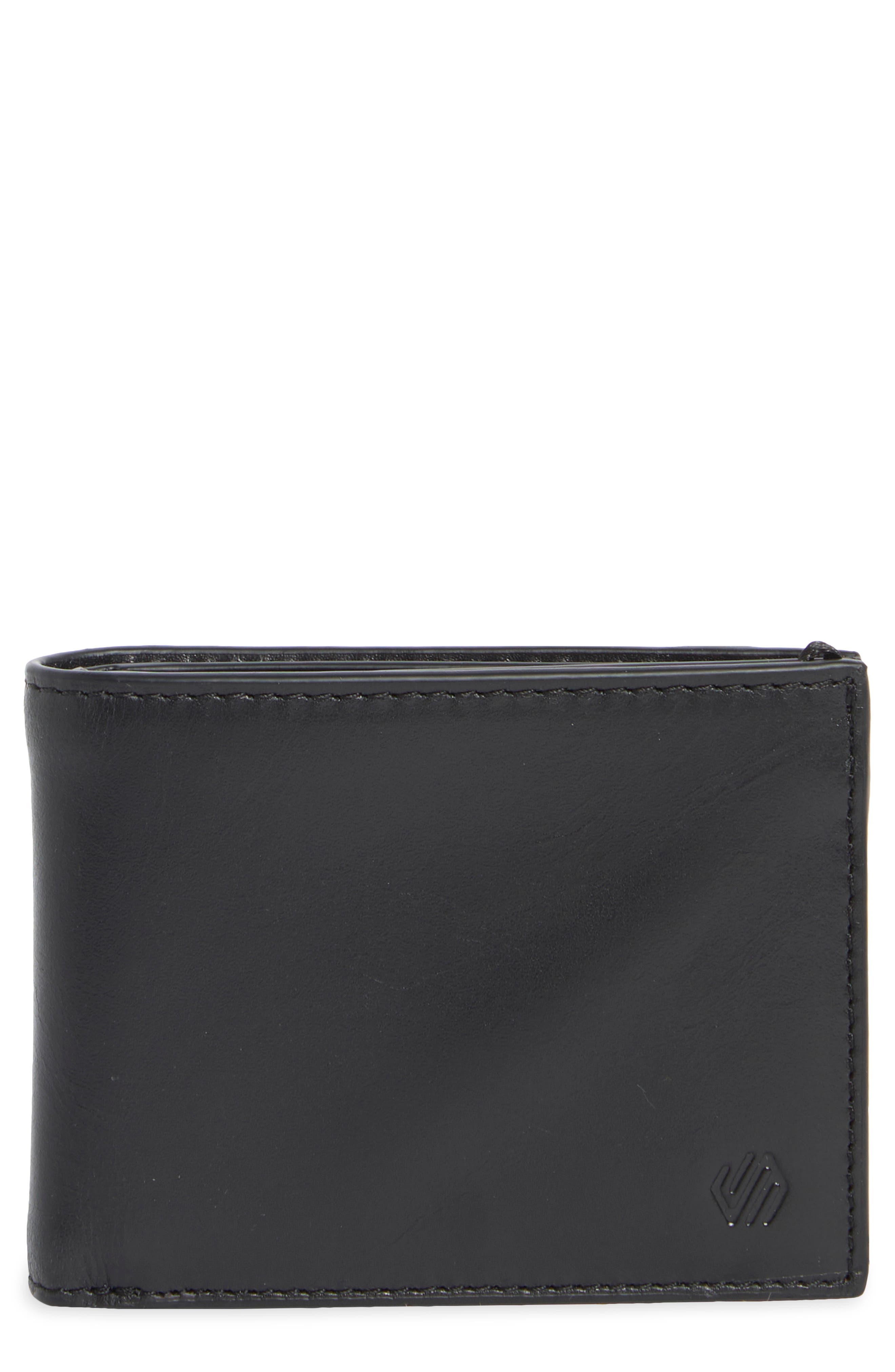 Johnston & Murphy Hunter Glazed Leather Bifold Wallet In Black