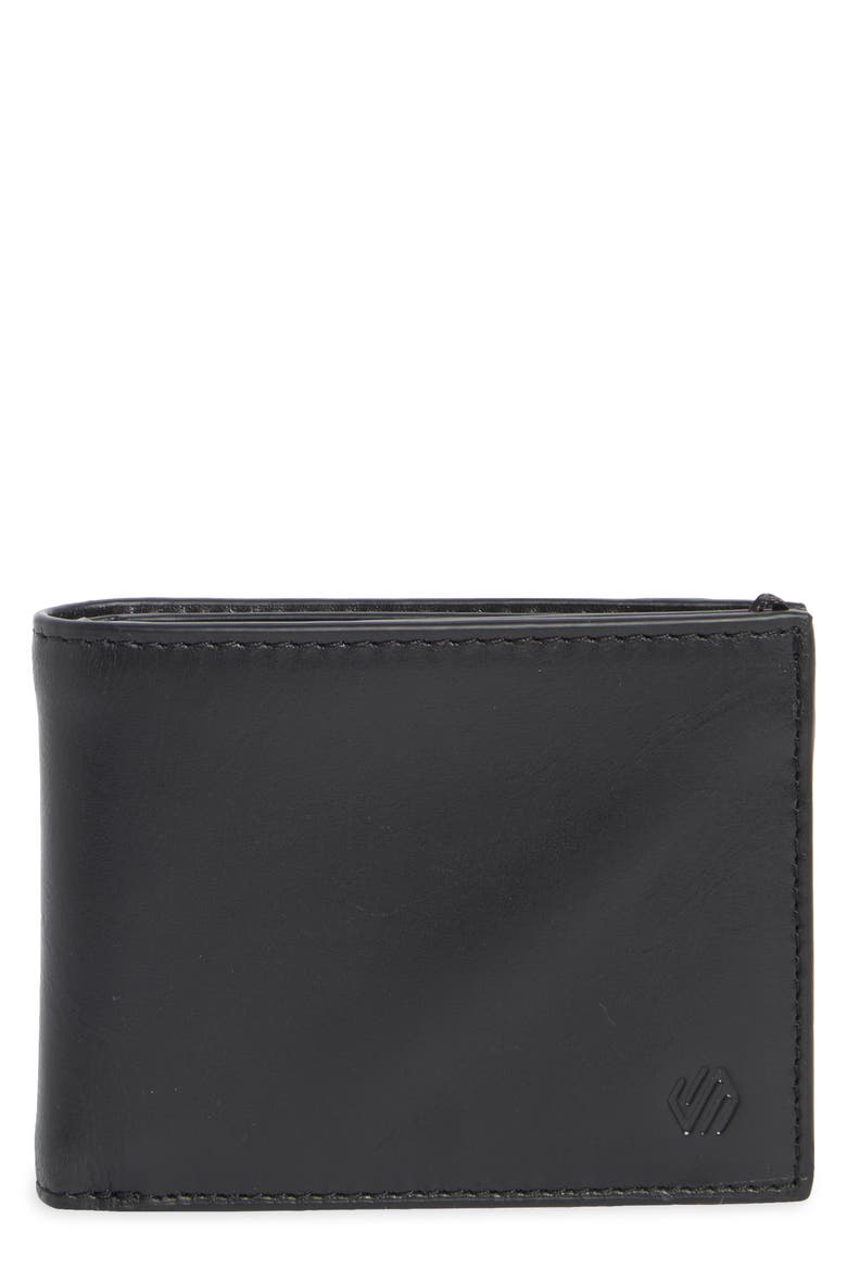 Hunter Glazed Leather Bifold Wallet, Main, color, BLACK
