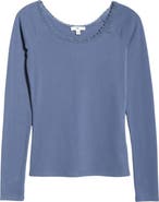 BP. Lace Trim Long Sleeve Top