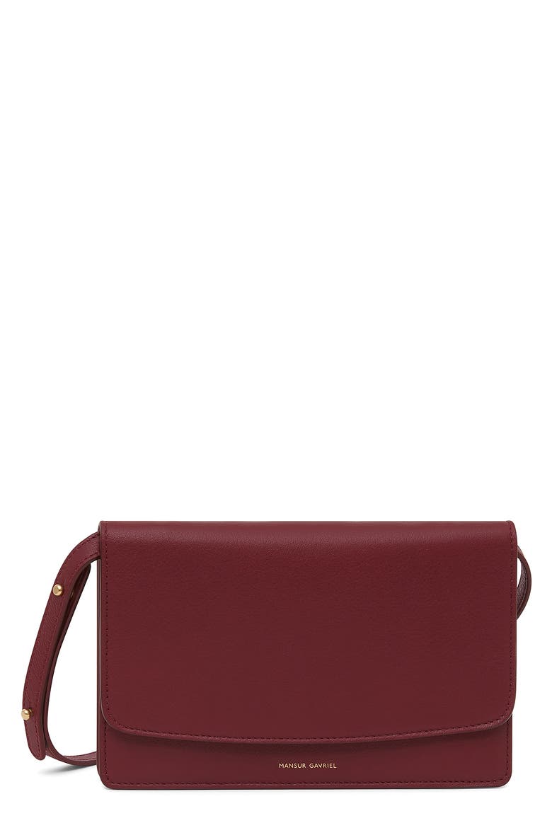 Leather Crossbody Wallet, Main, color, CLARET