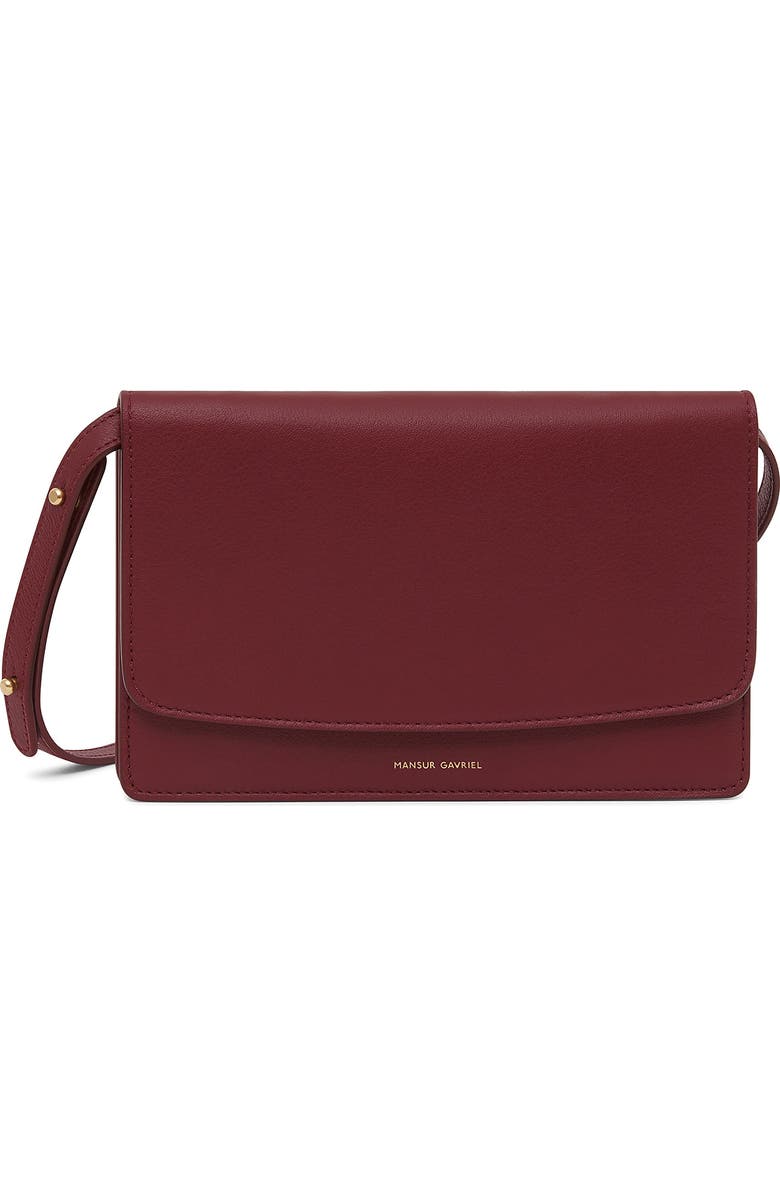Mansur Gavriel Leather Crossbody Wallet, Main, color, Claret