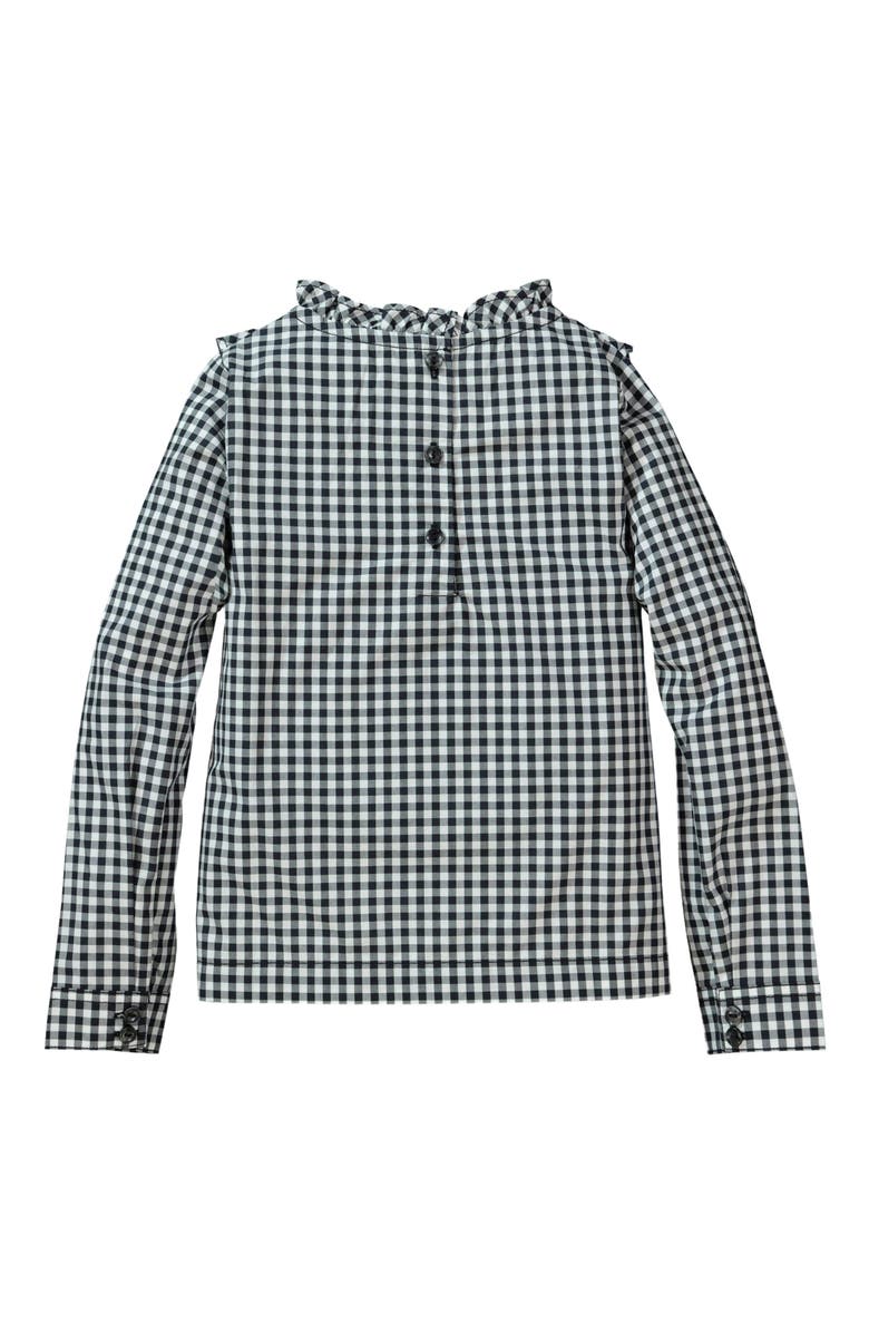 Hope & Henry Baby Girls' Ruffle Yoke Blouse, Infant, Alternate, color, Black & White Buffalo Plaid