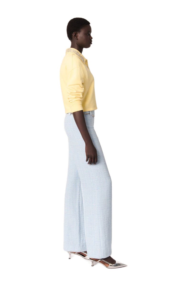 maje Tweed trousers with belt, Alternate, color, 