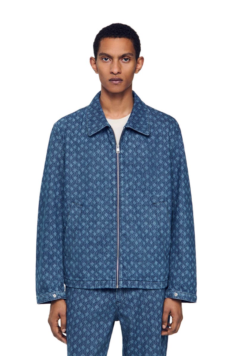 SANDRO Rope motif denim jacket, Alternate, color, Raw-Denim
