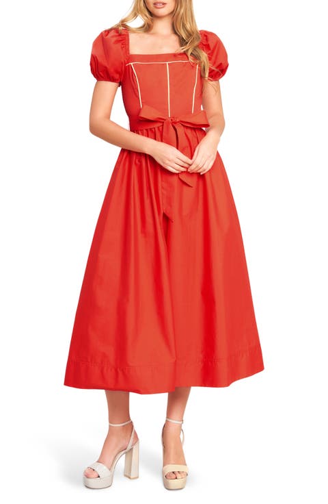 Puff Sleeve Midi Dress