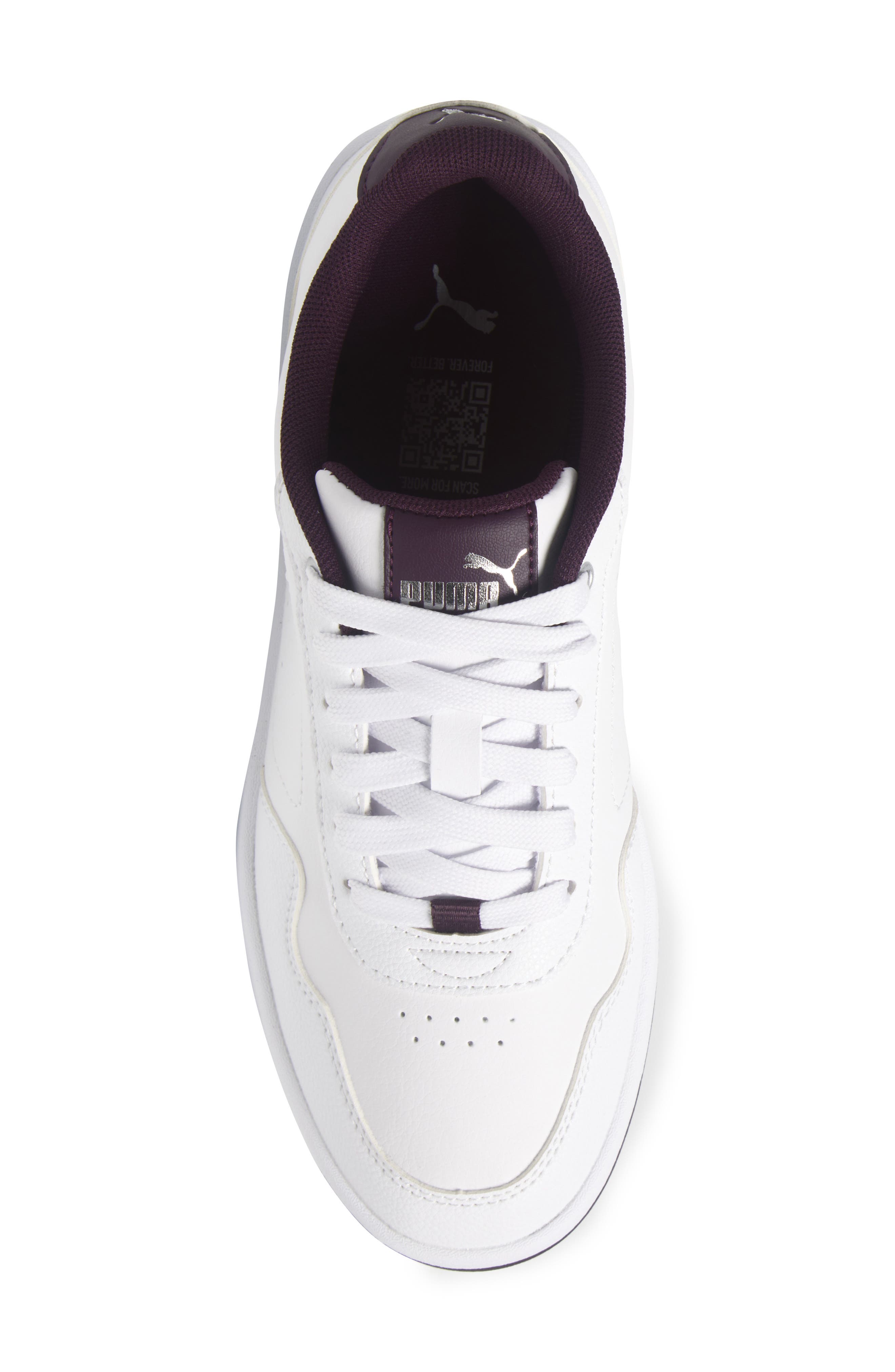 PUMA Court Classy Sneaker, Alternate, color, Puma White-Plum-Silver