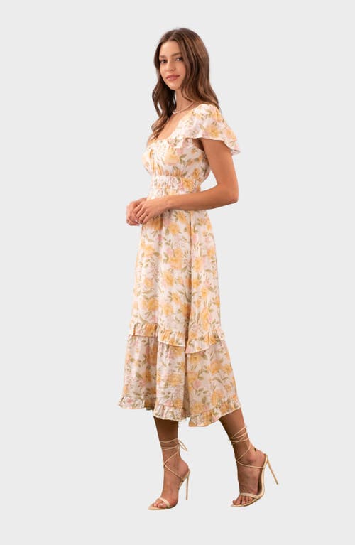 August Sky Flutter Sleeve Midi Dress