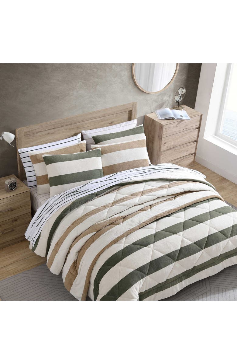 Nautica Lawndale Stripe Comforter & Sham Set, Alternate, color, Beige