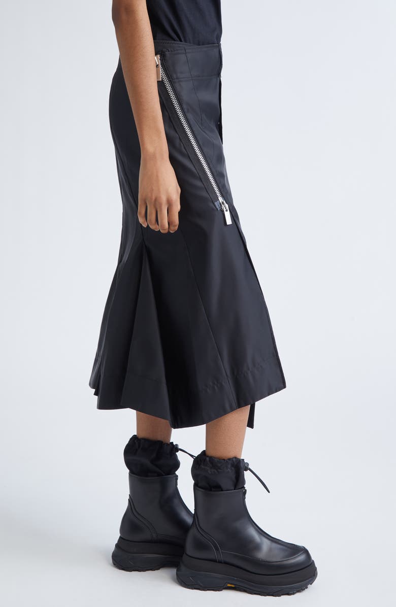 Sacai Insulated Nylon Twill Skirt, Alternate, color, Black