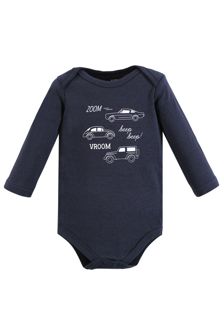Everyday Long-Sleeve Cotton Babysuits Bundle of 5, Alternate, color, Cars