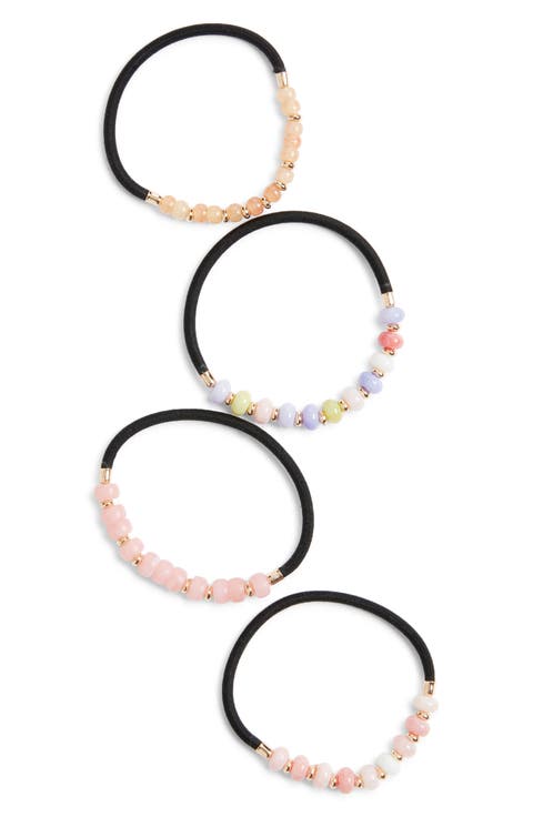 4-Pack Beaded Ponytail Holders