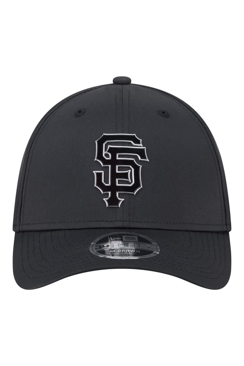 Men's New Era  Black San Francisco Giants Metallic 39THIRTY M-Crown Flex Hat, Alternate, color, Black
