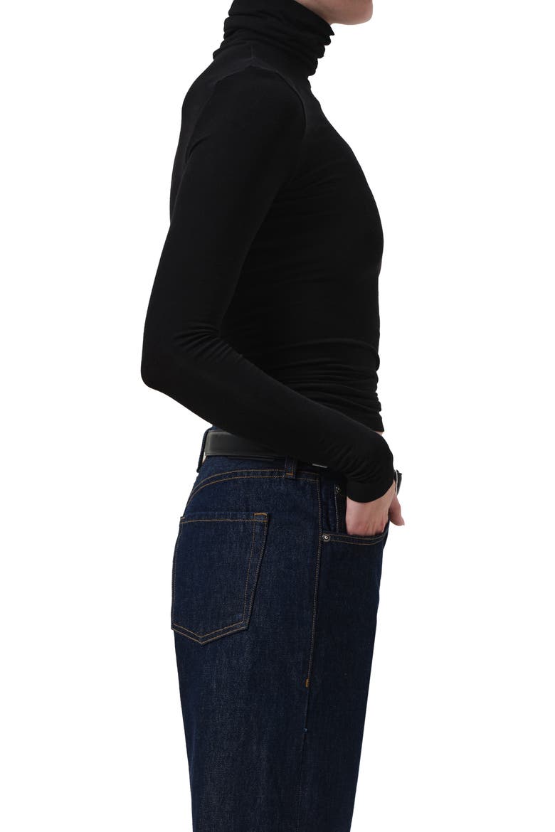 Caradene Scrunch Turtleneck, Alternate, color, BLACK
