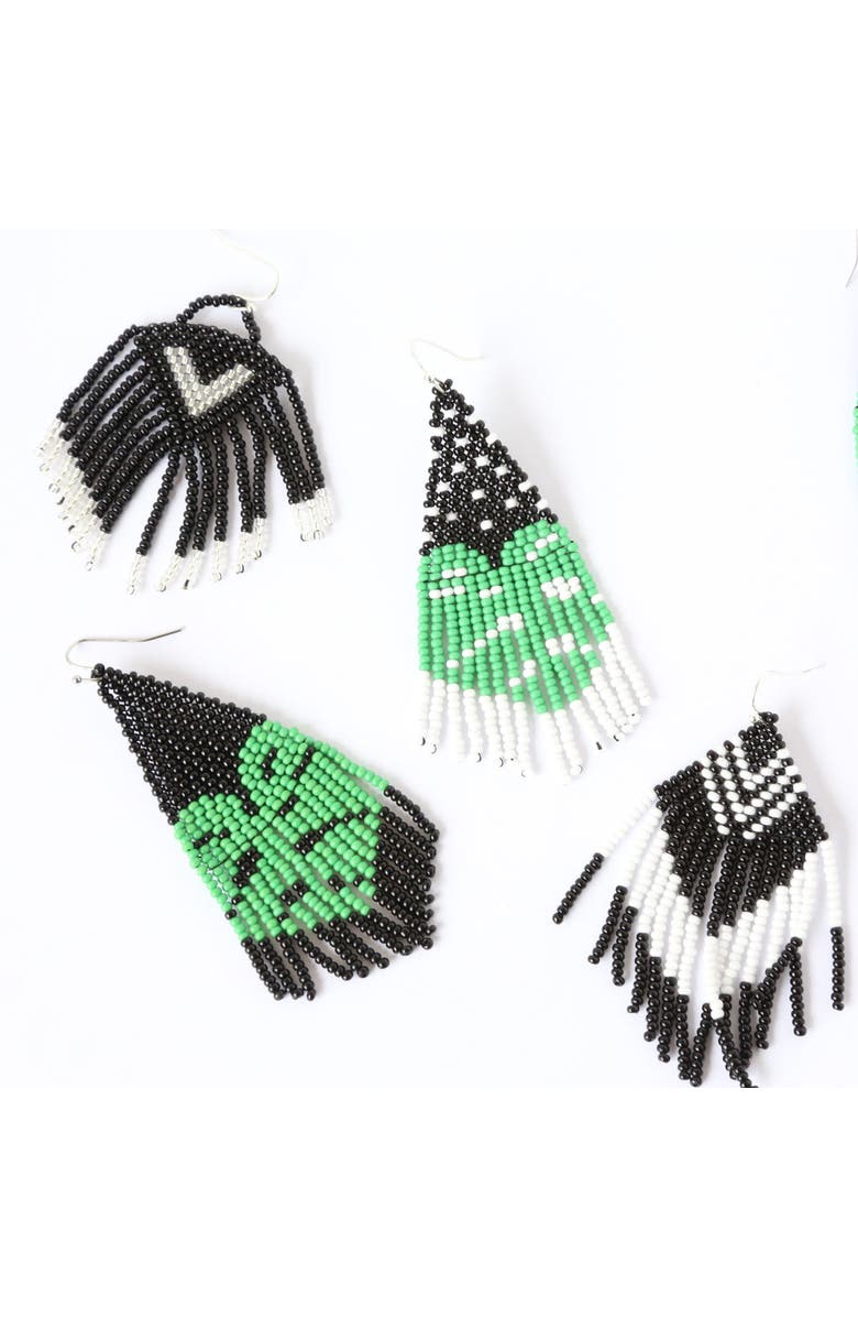 Fosterie Black Monstera Earrings, Alternate, color, Black