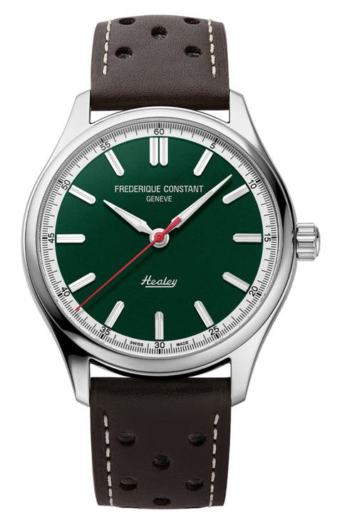 Vintage Rally Healey Automatic Leather Strap Watch Gift Set, 40mm