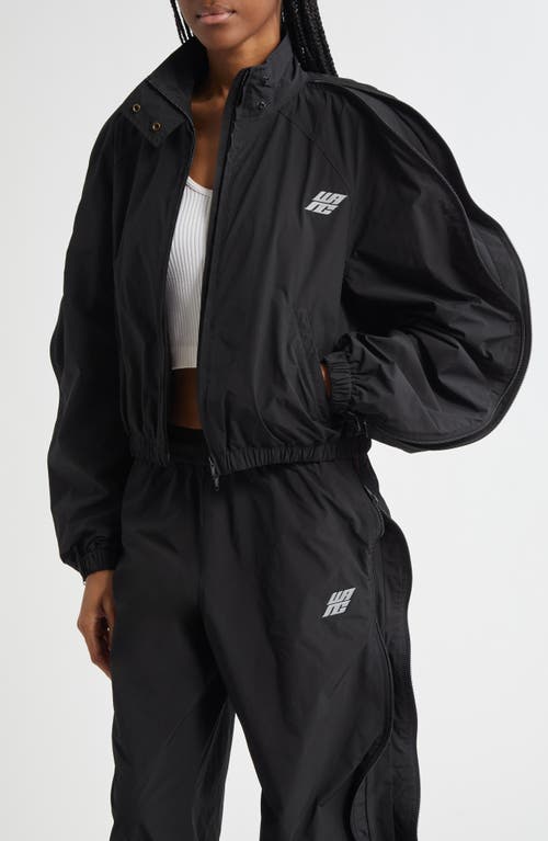 Alexander Wang Zip Sleeve Oversize Crop Track Jacket In Black